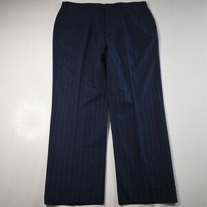 Vitale Barberis 36x30 Blue Striped 100% Wool Straight Dress Mens Pants